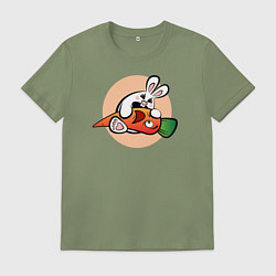 Футболка хлопковая мужская Голодный кролик, цвет: авокадо