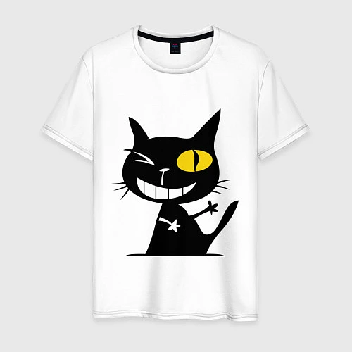Мужская футболка Хитрый улыбчивый кот / Белый – фото 1