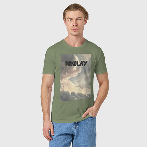 Мужская футболка Nikolay облака / Авокадо – фото 3