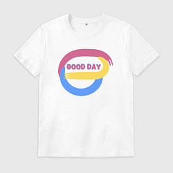 Мужская футболка Абстракция и надпись - good day
