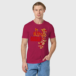 Футболка хлопковая мужская Russia, цвет: маджента — фото 2