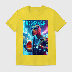 Футболка хлопковая мужская Cyber cool dude Dino - ai art fantasy, цвет: желтый