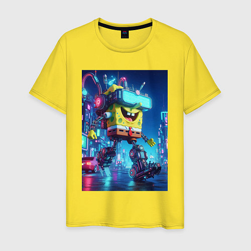 Мужская футболка Cyber Sponge Bob - neon glow fantasy / Желтый – фото 1