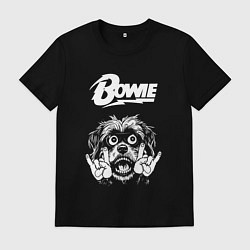 Футболка хлопковая мужская David Bowie rock dog, цвет: черный