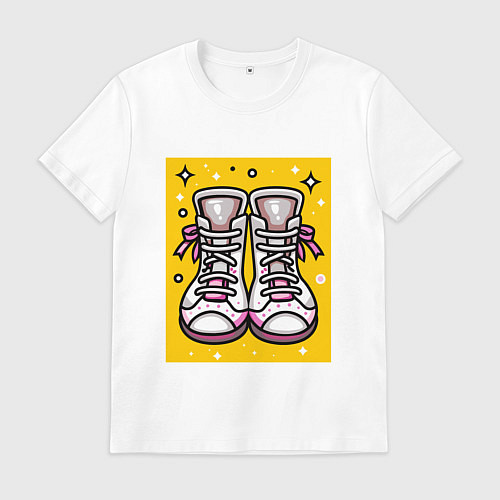 Мужская футболка Розовые ботинки / Белый – фото 1