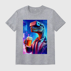 Мужская футболка Пивозавр в виртуальных очках - нейроарт