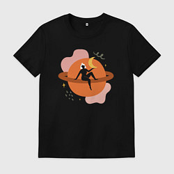 Мужская футболка Девушка на сатурне