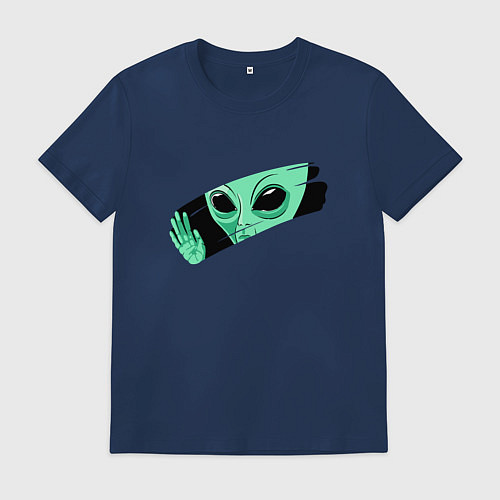 Мужская футболка Взгляд инопланетянина через стекло / Тёмно-синий – фото 1