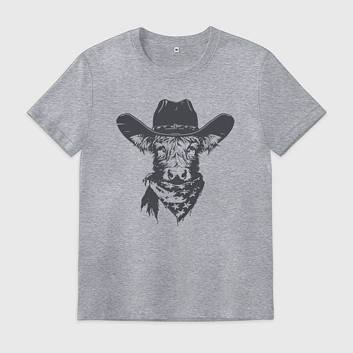 Мужская футболка Корова ковбой / Меланж – фото 1