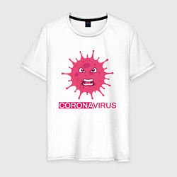 Футболка хлопковая мужская Pink coronavirus, цвет: белый