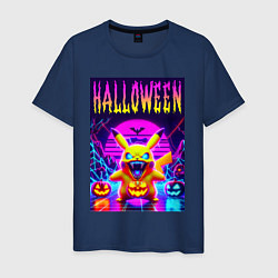 Футболка хлопковая мужская Pikachu - halloween vaporwave, цвет: тёмно-синий