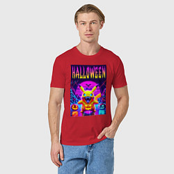 Футболка хлопковая мужская Pikachu - halloween vaporwave, цвет: красный — фото 2