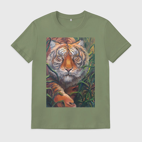 Мужская футболка Охотящийся тигр / Авокадо – фото 1