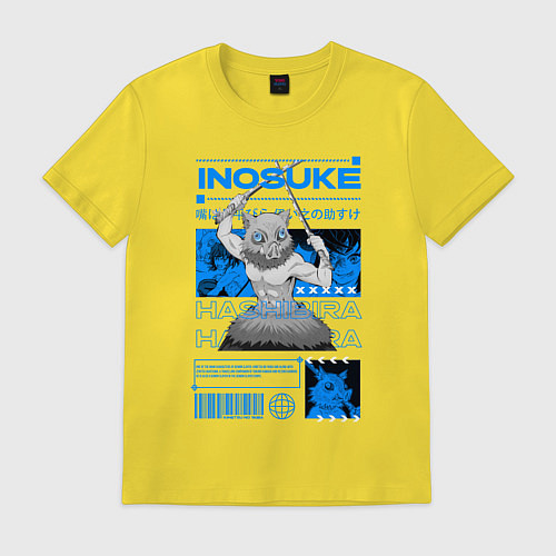 Мужская футболка Клинок рассекающий демонов Inosuke / Желтый – фото 1