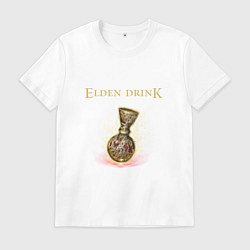 Футболка хлопковая мужская Elden drink meme, цвет: белый