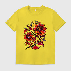 Футболка хлопковая мужская Алый цветок, цвет: желтый