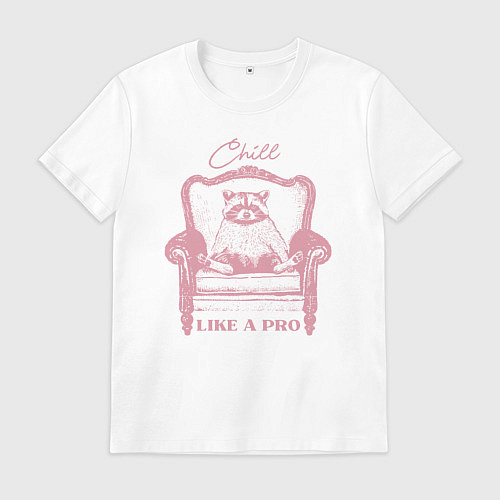 Мужская футболка Енот чилит как про / Белый – фото 1