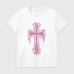 Мужская футболка Крест с подтеками - розовый