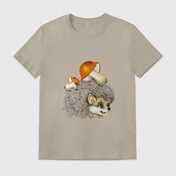 Мужская футболка Добрый ежик с грибами