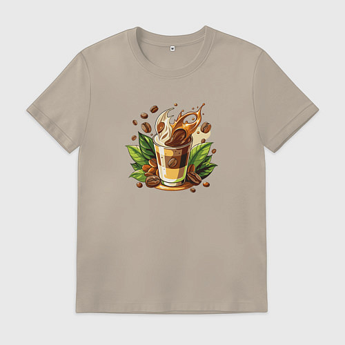 Мужская футболка Стакан кофе с молоком / Миндальный – фото 1