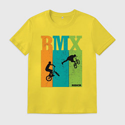 Футболка хлопковая мужская BMX велосипед, цвет: желтый