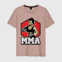 Футболка хлопковая мужская MMA girl, цвет: пыльно-розовый
