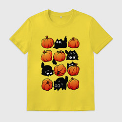 Мужская футболка Котики и тыквы