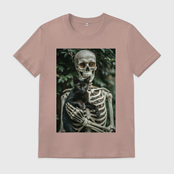 Мужская футболка Скелет с черным котом