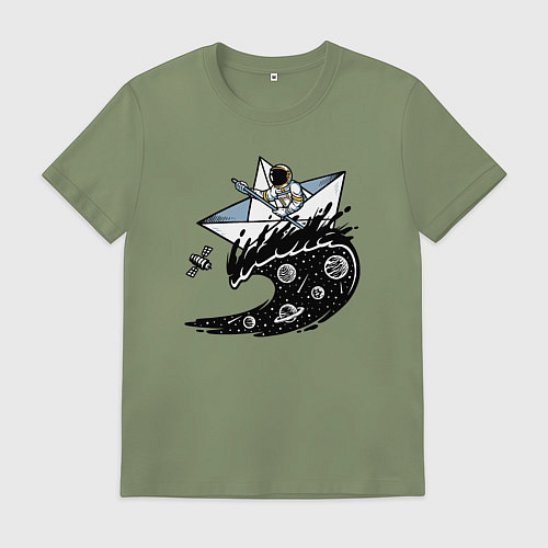 Мужская футболка Кораблик на космической волне / Авокадо – фото 1