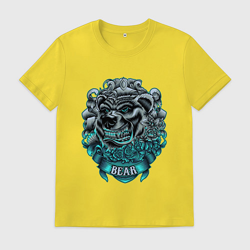 Мужская футболка Крутой медведь Bear неон / Желтый – фото 1
