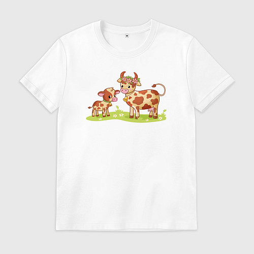 Мужская футболка Телёнок и корова / Белый – фото 1