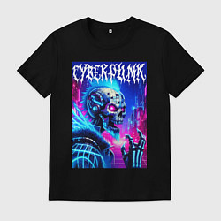 Мужская футболка Neon punk skeleton - ai art fantasy
