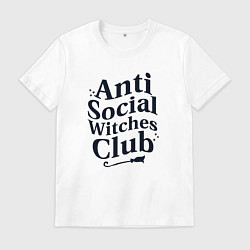 Футболка хлопковая мужская Anti social witches club, цвет: белый