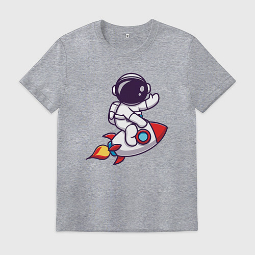 Мужская футболка Космонавт летит на ракете / Меланж – фото 1