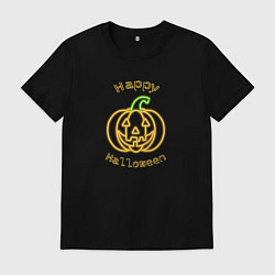 Мужская футболка Счастливого Хэллоуина неоновая тыква