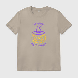 Мужская футболка Неоновая тыква в шляпе ведьмы