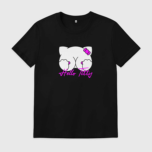 Мужская футболка Hello titty кошечка / Черный – фото 1