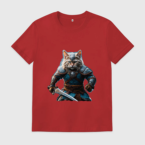 Мужская футболка Кот викинг / Красный – фото 1