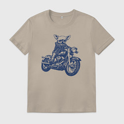 Мужская футболка Чихуахуа байкер на мотоцикле