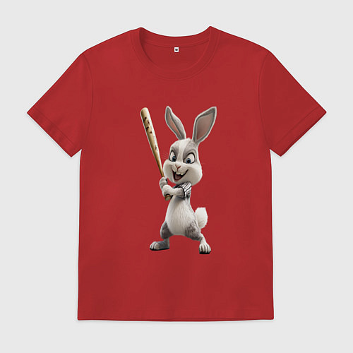 Мужская футболка Заяц спортивный / Красный – фото 1