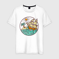 Мужская футболка Кораблик и волны