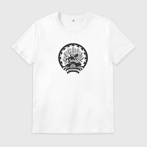 Мужская футболка Герб Башкортостана черно-белый / Белый – фото 1