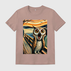 Мужская футболка Сова кричит на картине Эдварда Мунка - нейроарт