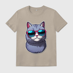Мужская футболка Модный летний кот в солнечных очках