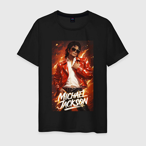 Мужская футболка Michael Jackson in the red jacket / Черный – фото 1