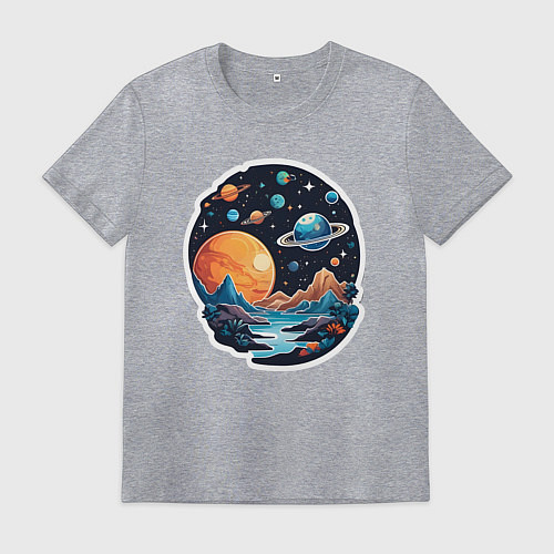 Мужская футболка Далеко в космосе планеты / Меланж – фото 1
