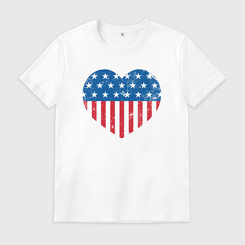Мужская футболка Сердце США / Белый – фото 1