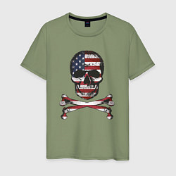 Футболка хлопковая мужская Skull USA, цвет: авокадо