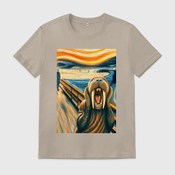 Мужская футболка Морж кричит на картине Эдварда Мунка - мем искусст