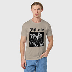 Футболка хлопковая мужская G I-dle группа в стиле империи, цвет: миндальный — фото 2